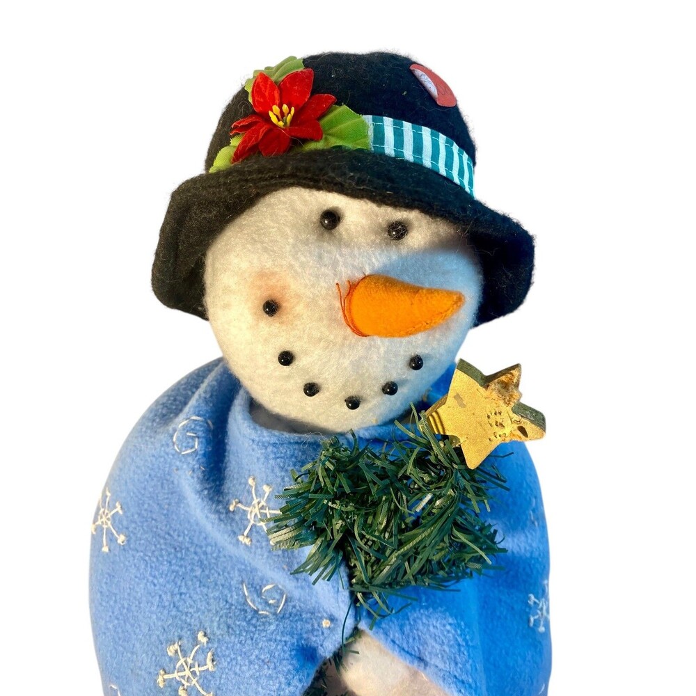 Snowman  Lady Plush 15 in Embroidered Cape Christmas Tree Hat Free Standing